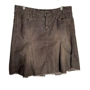 Guess Jeans Corduroy Mini Skirt Size 30 Brown Frayed Hem Skirt 🤎🤎‎